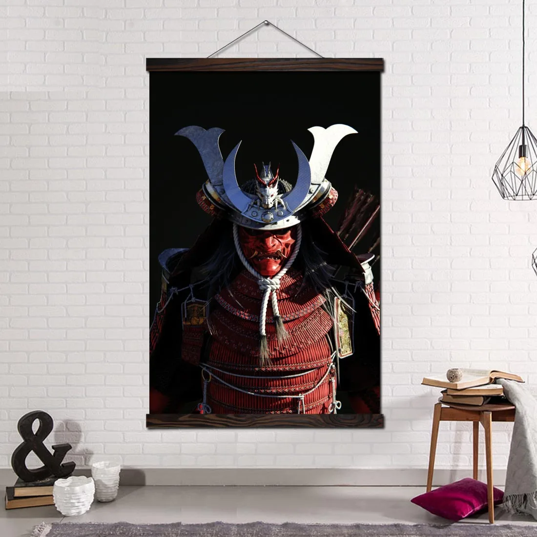 

Wall Art Canvas Painting Framed Posters and Prints Home Decoration Wall Pictures for Bedroom Japanese Samurai Portrait Image