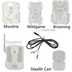 Power Cable 2M/6.6FT for Hunting Trail Camera Ltl Acorn Boly Guard Willfine Spypoint Moultrie, 5.5*2.1mm, 4.0*1.7mm, 3.5*1.35mm