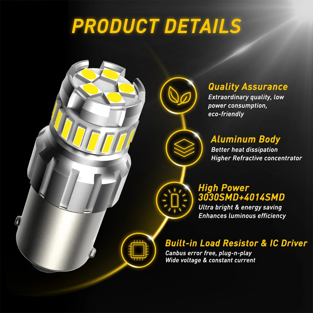 2x for VW Passat B5 B6 B7 Golf 5 6 7 1156 BA15S P21W LED 7506 Car LED Light 1157 P21/5W BAY15D 7443 3157 Backup Reverse LED Bulb