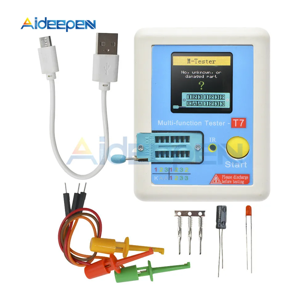 LCR-T7 T7 Transistor Tester Tft Diode Triode Capaciteit Meter Lcr Esr Meter Npn Mosfet Ir Multifunctionele Tester Multimeter