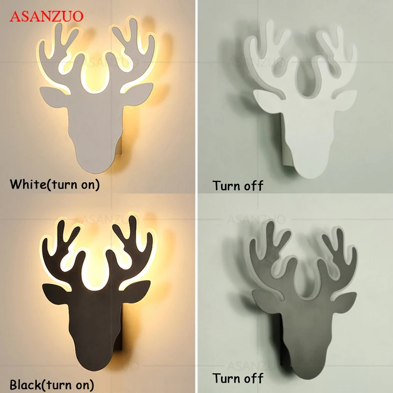 

Modern LED wall lamp creative deer head shape acrylic wall lamps bedroom bedside lamp living room Children's room decoration
