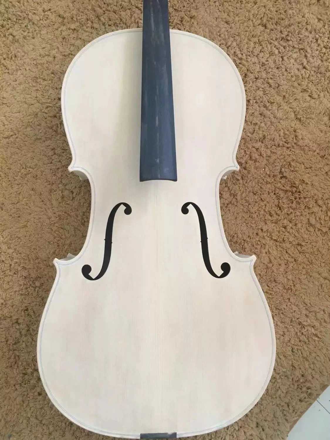 White Cello 4/4 size unvarnished cello with ebony fingerboard