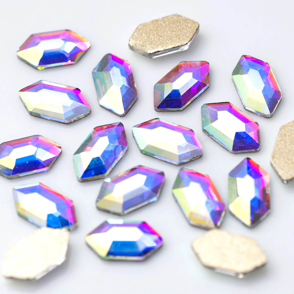 Hexagon Shape 4x8mm 20pcs Nails Strass Korean Fashion 3D Nail Charms Rhinestone Flatback Crystal Stones for Nail Art Accessories