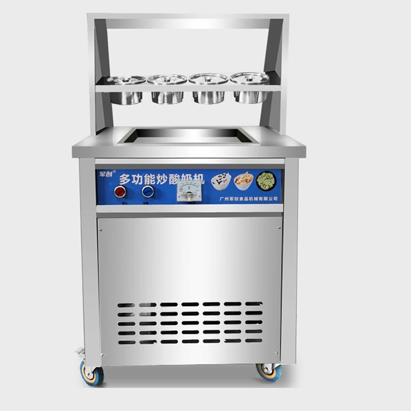 2021 New design fried ice cream machine stainless steel ice cream maker single pan ice cream roll machine