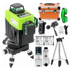 KaiTian Niveau Treppiede a livello laser Autolivellante Raggio verde professionale 12 linee Ricevitore di livello laser orizzontale e verticale a croce