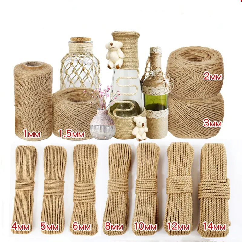 

Binding Hemp Rope for DIY, Handmade Twine, Jute, Creative Weaving Wall, Wear-Resistant, Vase Decoration Cord, 5mm, 6mm, 8mm