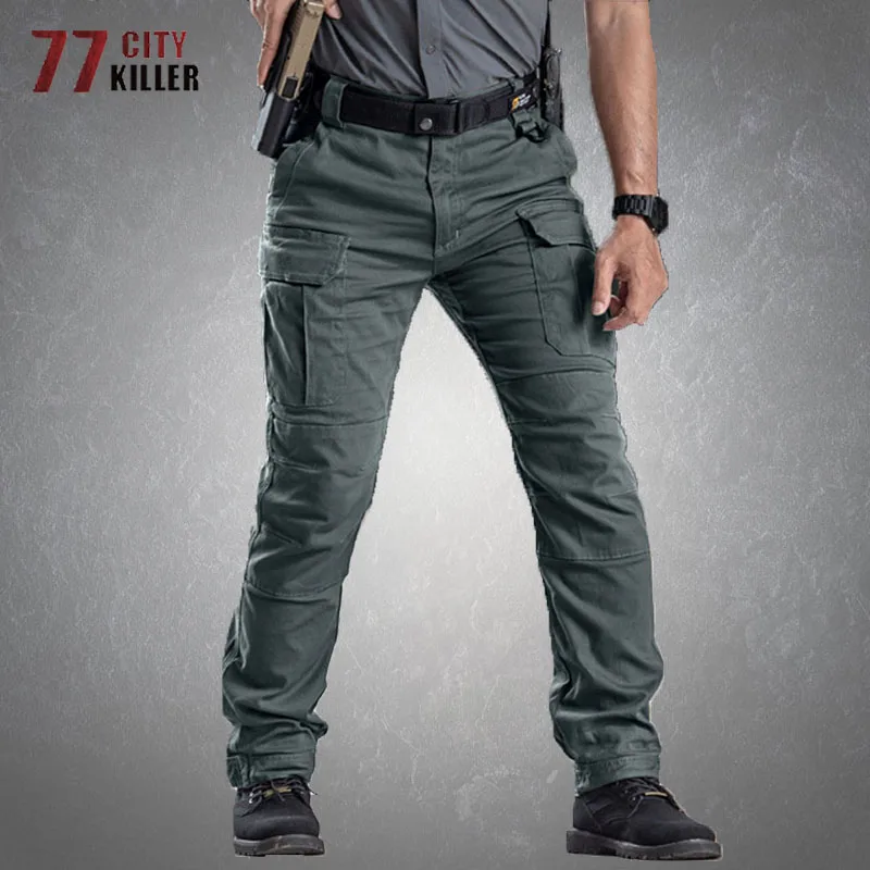 

IX5 Tactical Pants Men Casual Multi-pocket Elasticity Cargo Trousers Male Combat SWAT Active Military Work Joggers Mens Pants