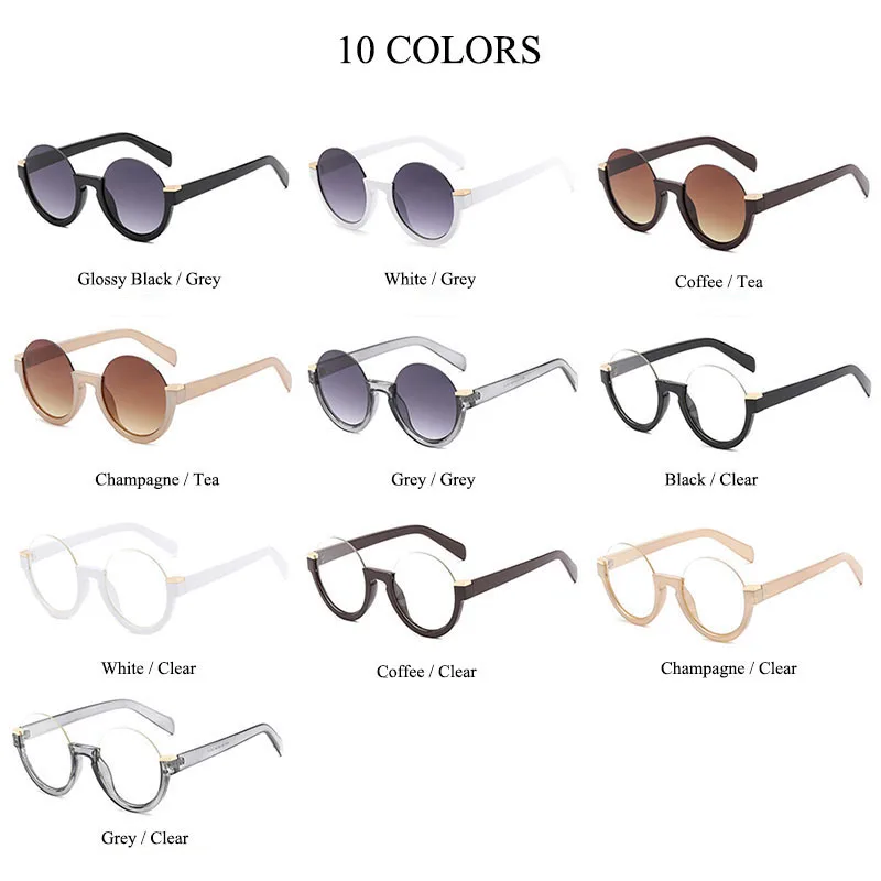 Retro Half Frame Round Gradient Sunglasses Fashion Glasses Frames