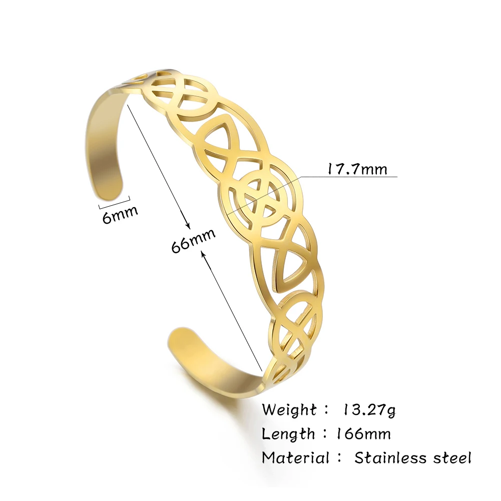 Skyrim Vintage Stainless Steel Celtics Knot Bangles Cutout Gold Color Adjustable Men Women Couple Cuff Bracelets Jewelry Gift