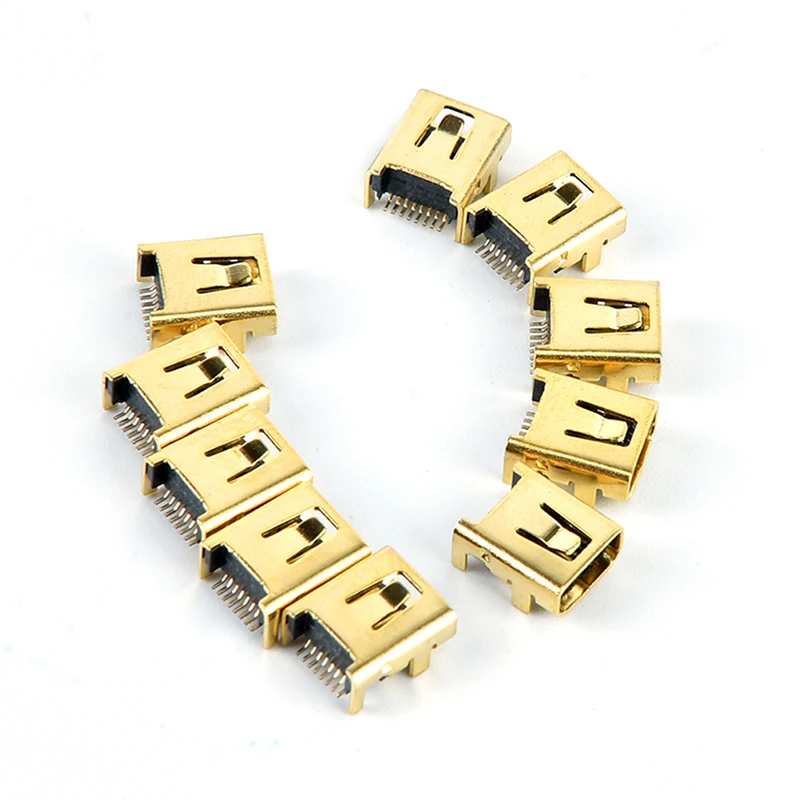 10PCS Mini USB 8P Gold Plated Connector USB 8 Pin Female Jack Pcb Smt Socket Connector