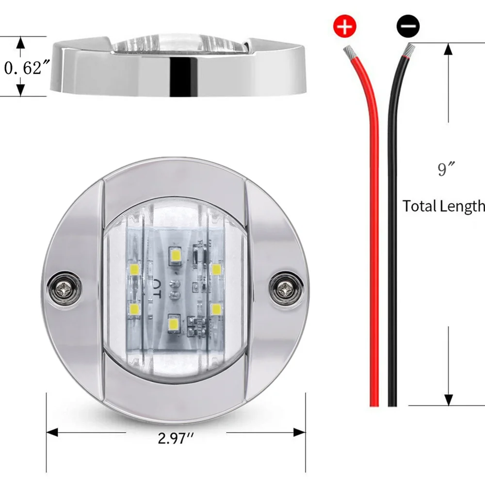 2PCS Running Lights For Boat Navigation Lights Boat Accessories Boat Light Chrome Anchor Stern Navigation Light Boat Marine