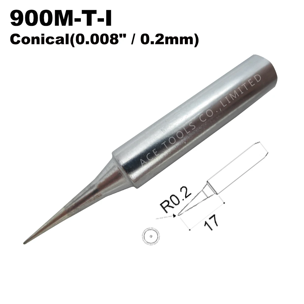 طرف مكواة لحام 900M-T-I مخروطي 0.2 مللي متر لـ هاكو 936 907 ميلووكي M12SI-0 راديو شاك 64-053 Yihua 936 X-Tronics 3020 حديد بت
