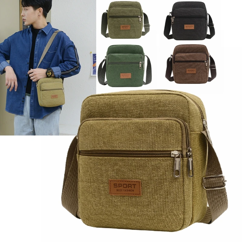 Men\'s Messenger Bag Crossbody Shoulder Bags Men Small Sling Pack For Work Business Waterproof Canvas Packs Satchel Handbags Male