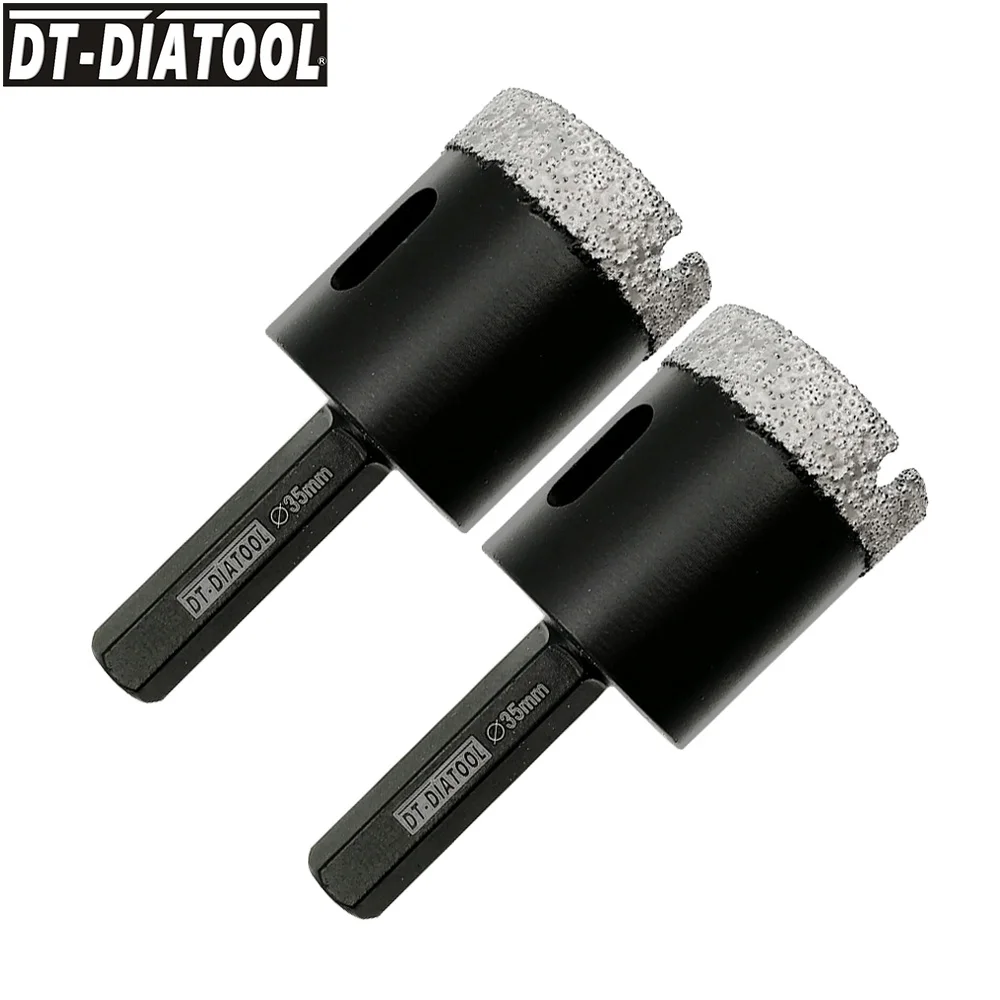 

DT-DIATOOL 2pcs Dia35mm Dry Vacuum Brazed Hexagon Shank Diamond Drill Core Bit Granite Marble Hole Saw Ceramic Tile Drilling Bit