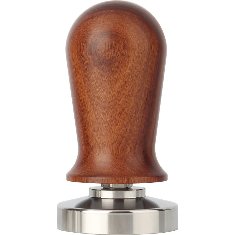 51/53/58mm Calibrated Espresso Tamper, Calibrated Coffee Tamper with Spring Loaded Wooden Handle Stainless Steel Flat Base