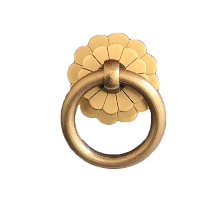 Antique Brass Cabinet Ring Knobs Pulls Gold/Bronze Kitchen Drawer Dresser Pulls Cupboard Door Handles-1Pack