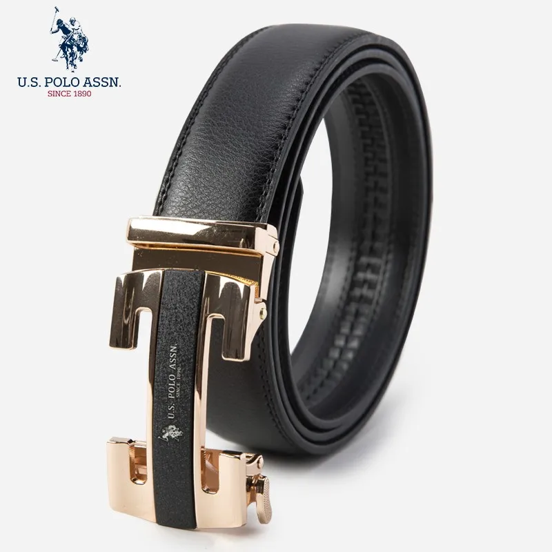 Us Polo Assn Men's Cowhide Belt Business Casual Formal Wear Fashion Youth Wild Tide Brand New Gold And Silver Color Belt