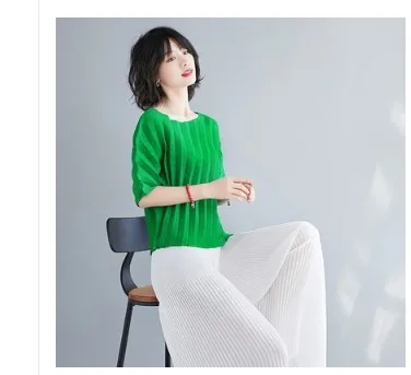 

HOT SELLING Fashion New Twill women's pleated top hal fsleeve solid T-shirt IN STOCK