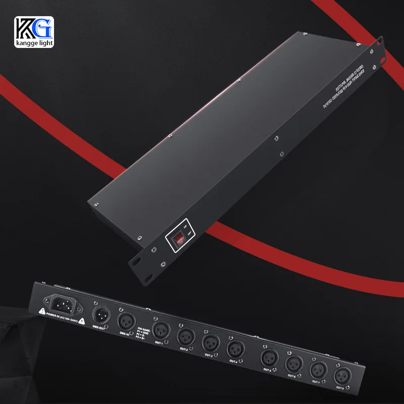 DMX Control Projector Amplifier Splitter Signal Distributor Repeater DMX512 Signal Output 8 Channel for  Stage Equipment