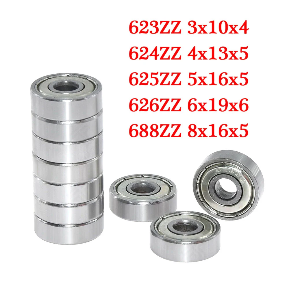 10pcs 626ZZ/624ZZ/623ZZ/688ZZ Ball Bearing 6x19x6mm Steel Miniature High-carbon Steel Single Row Ball Bearing 625ZZ & 3d printer