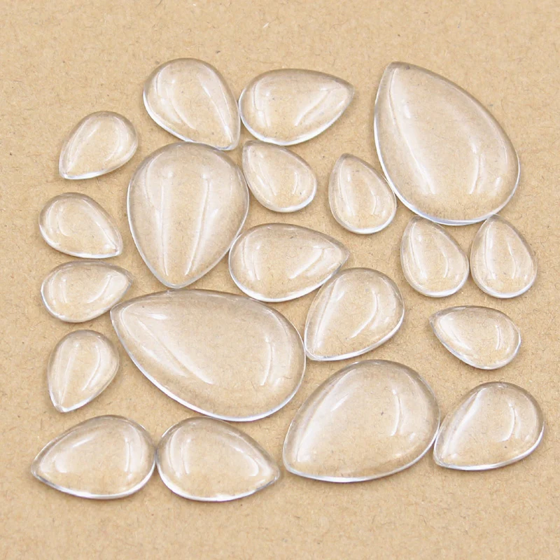 10x14mm 13x18mm 18x25mm 20x30mm kropla wody płaski powrót kaboszon z czystego szkła, fabryka promocja hurtowa, wysokiej jakości DIY biżuteria