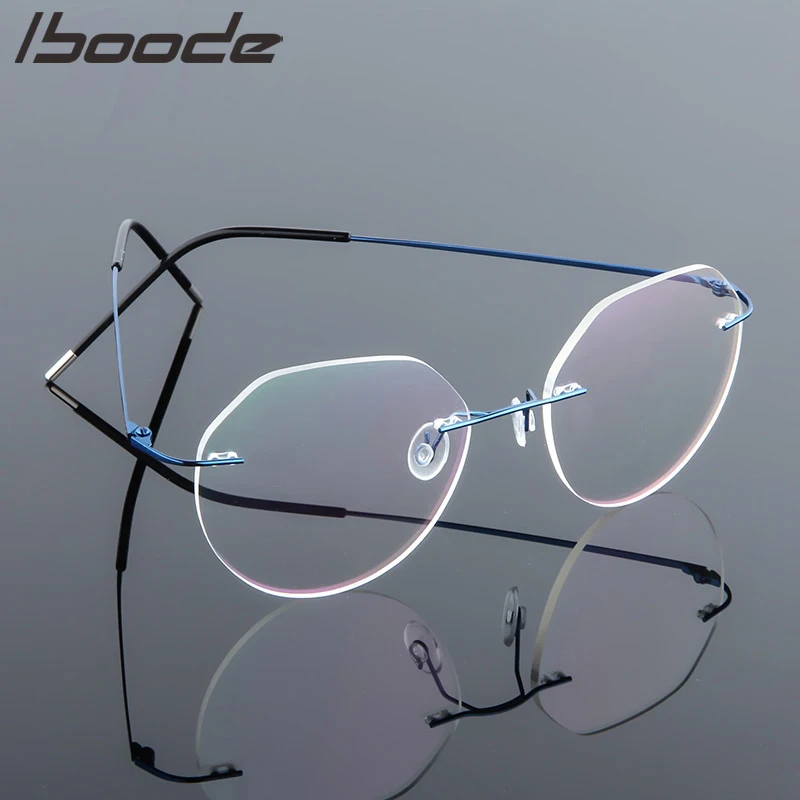 Iboode Ultralight oprawki do okularów pamięci tytanu Rimless okulary do czytania mężczyźni i kobiety Presbyopic marka projekt 2020