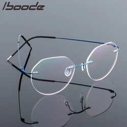 Iboode-gafas ultraligeras para hombre y mujer, lentes de lectura sin montura de titanio con memoria, lentes para presbicia, diseño de marca, 2020