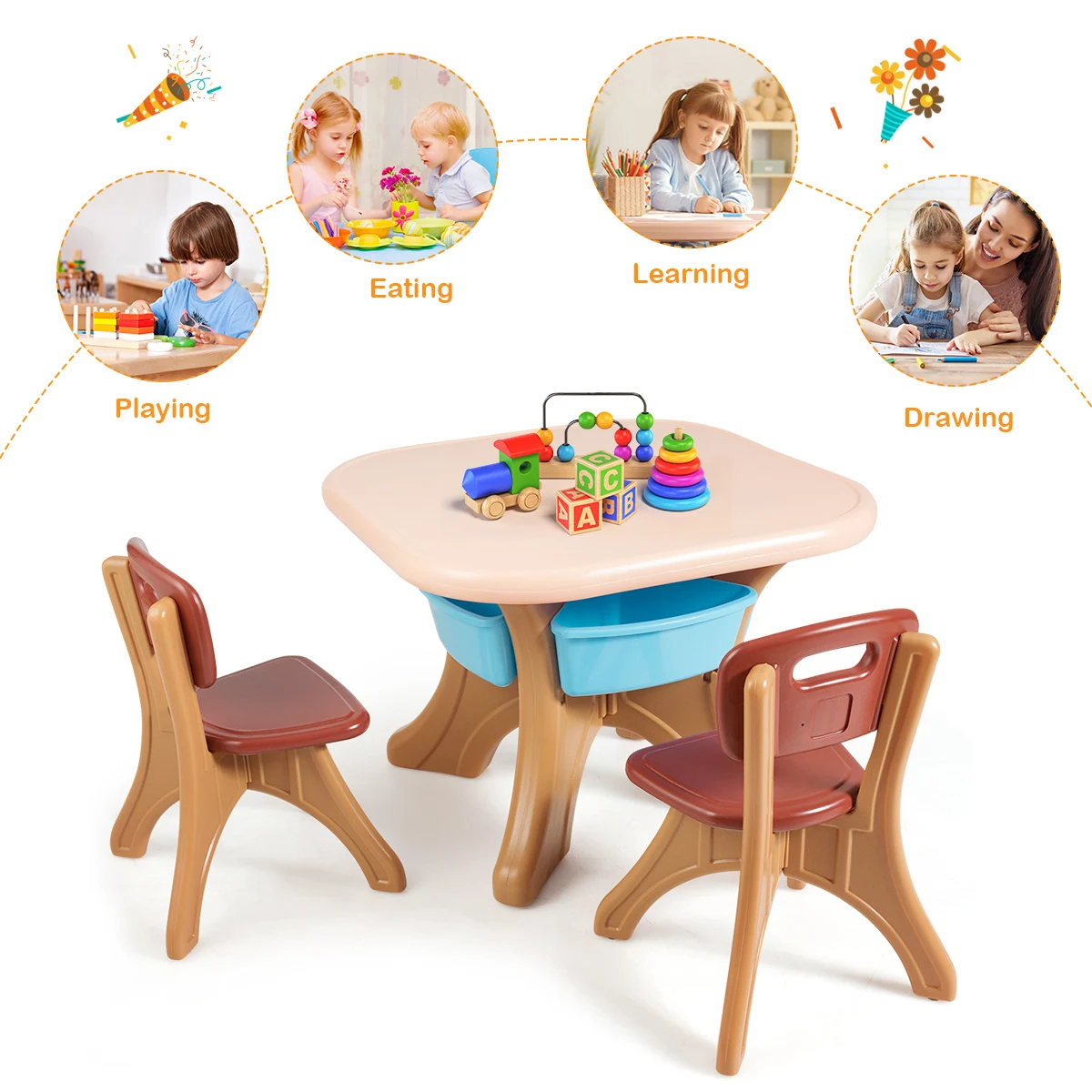 Kinderen Kids Activiteit Tafel En Stoel Set Play Meubelen W/Opslag Indoor/Tuin