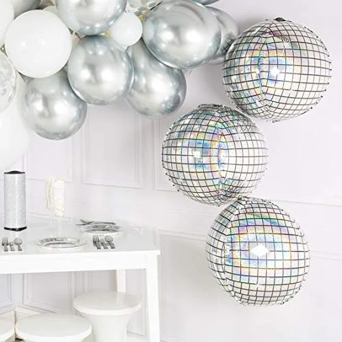 5pcs 22inch 4D Disco Metalic Balloons Laser Foil Balloon Wedding Decor 80s 90s Retro Popular Party Decor Rock and Roll Looks
