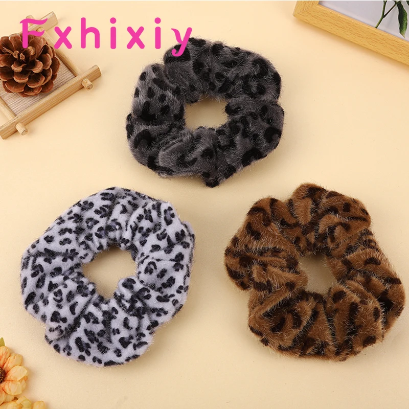 Elegant Leopard Hair Ropes Women Scrunchies Hair Ties Elastic Hairbands Ladies Autumn Winter Warm Hair Accessories for Girls