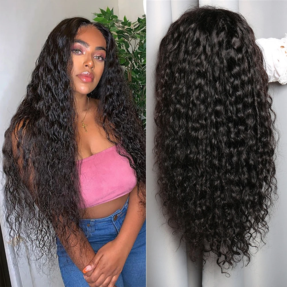 4x4 Lace Closure Wig Indian Water Wave Wig Lace Front Human Hair Wigs Pre Plucked Lace Frontal Wig Deep Curly Human Hair Wigs