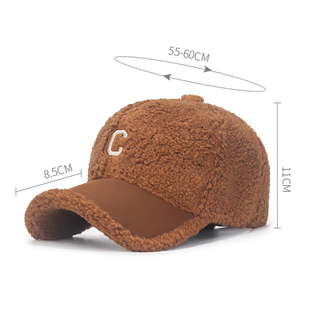 FS 2024 Fashion Winter Women Cap Street Lamb Wool Baseball Caps For Men Brown Gray Windproof Suede Warm Plush Trucker Hat Gorras