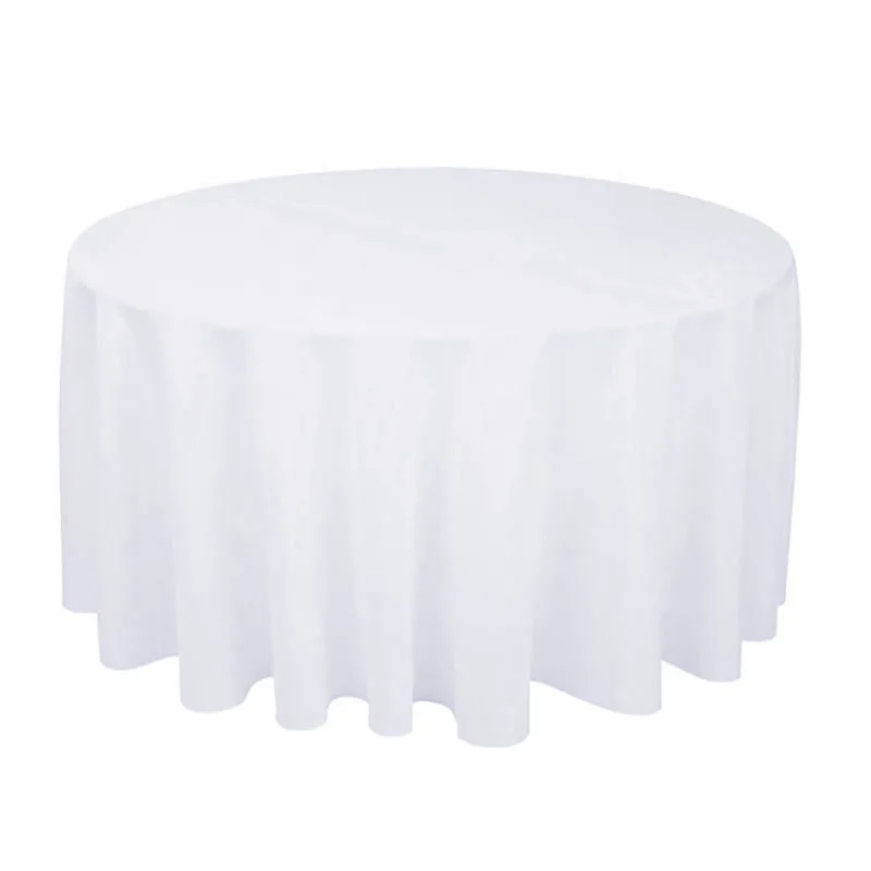 Toalha De Mesa Redonda De Poliéster, Toalha De Mesa Sólida Para Casamento, Festa De Aniversário, Decoração De Casa, Branco, Preto, Vermelho, Azul,