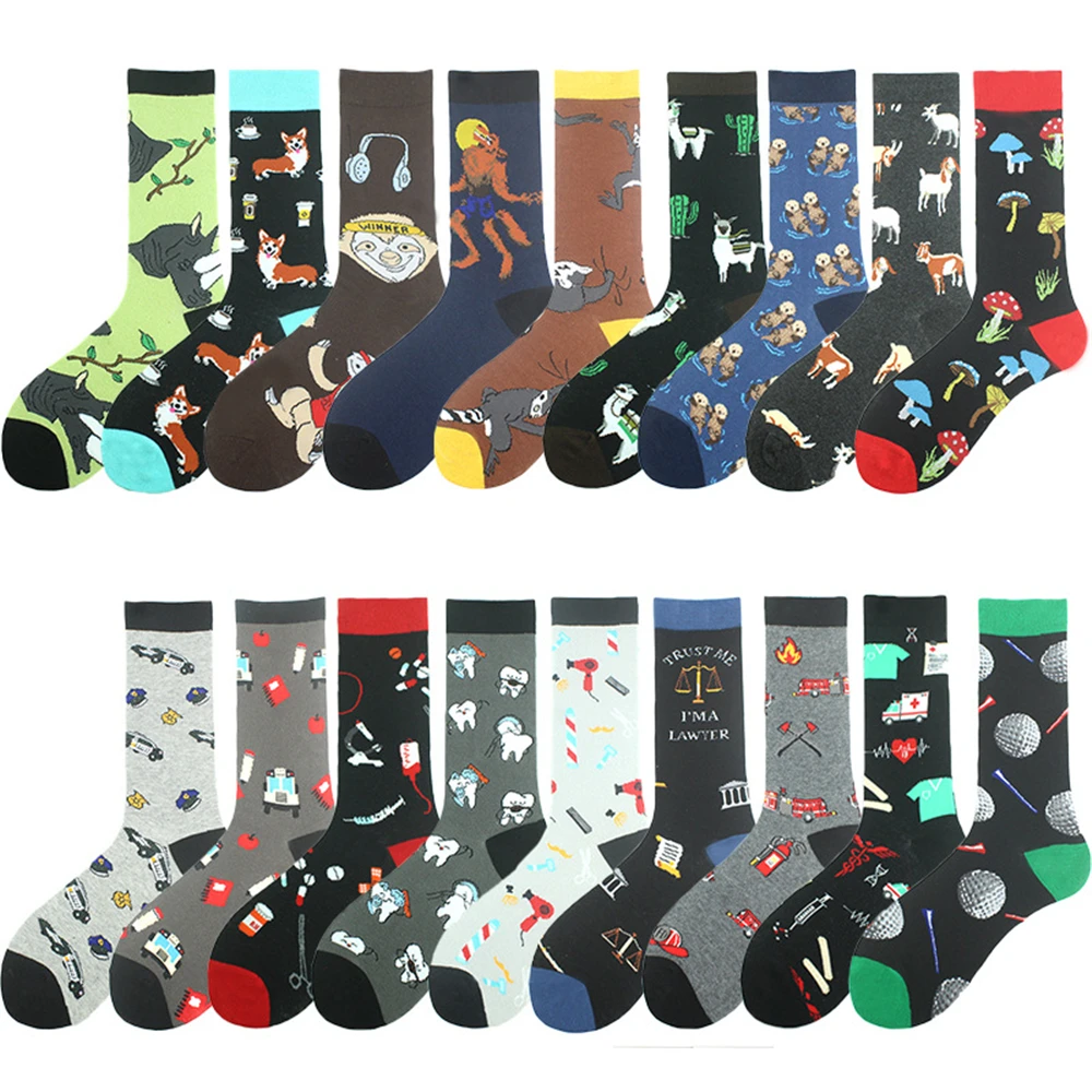 Original copyright medical professional animal pattern male and female tube cotton socks KF-04