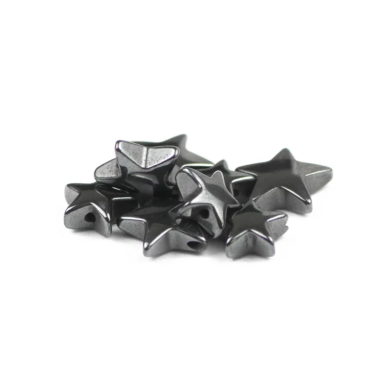 WLYeeS Convex Star shape Hematite Beads Natural Black Stone 8mm 10mm Spacer Loose beads for Earring Jewelry Bracelet Making DIY image 4