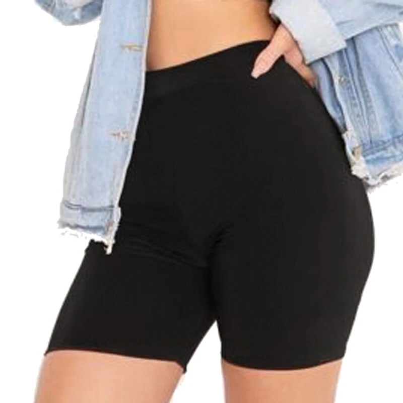 

2020 Hot Sale Plus Size Women Elastic Shorts Casual High Waist Tight Fitness Slim Skinny Bottoms Summer Solid Sexy Black Shorts