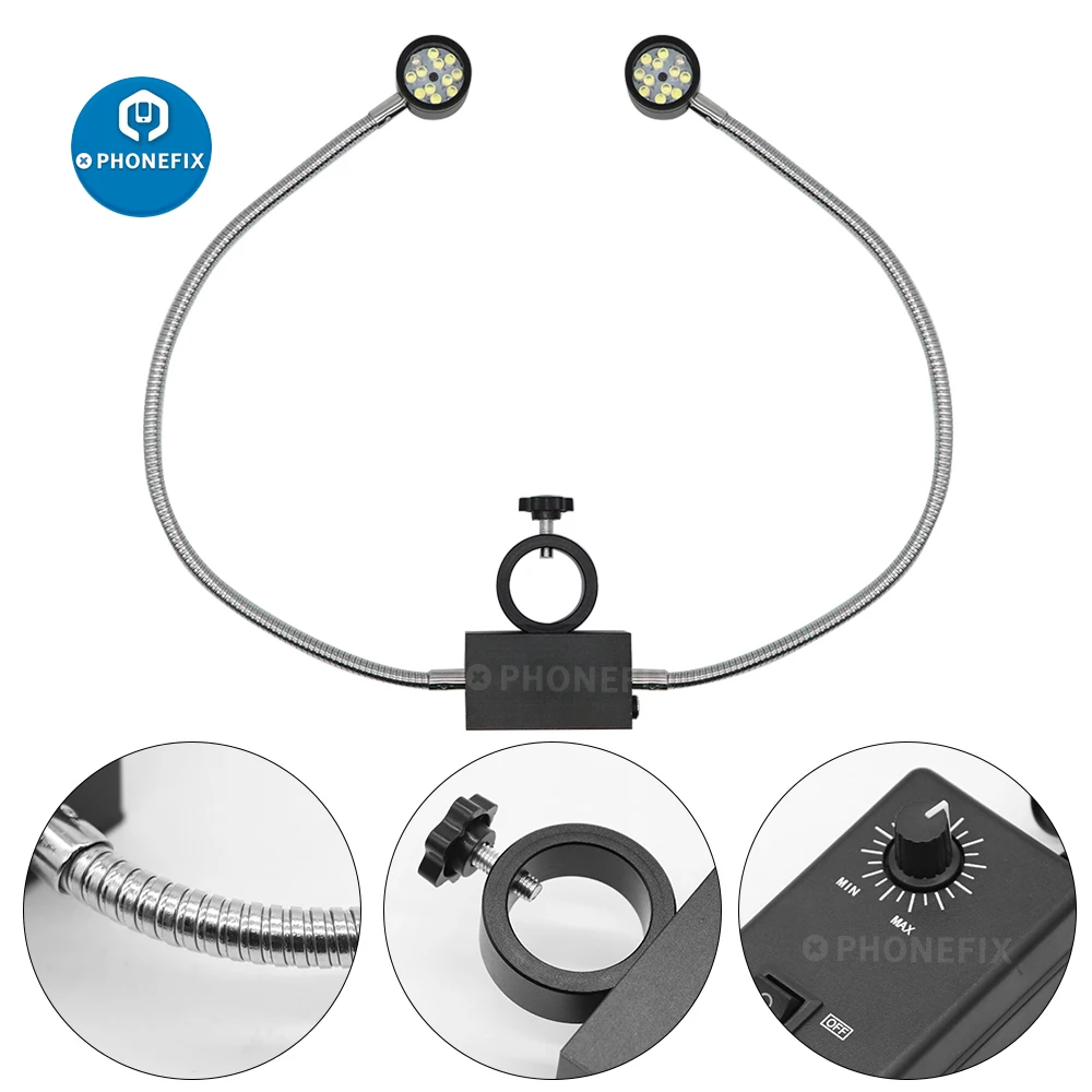 

Microscope LED Ring Light Adjustable Side Light Fill Illuminator Spot LED Source for Stereo Microscopio Video Camera Magnifier