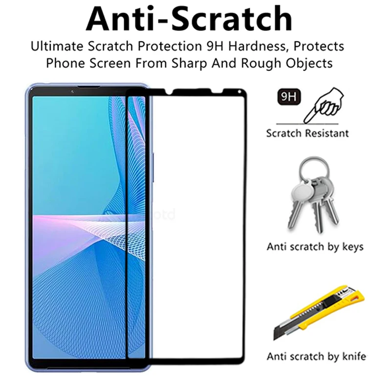 Full Cover Tempered Glass For Sony Xperia 10 III SO-52B, SOG04 Screen Protector Protective Film For Sony Xperia 10 III