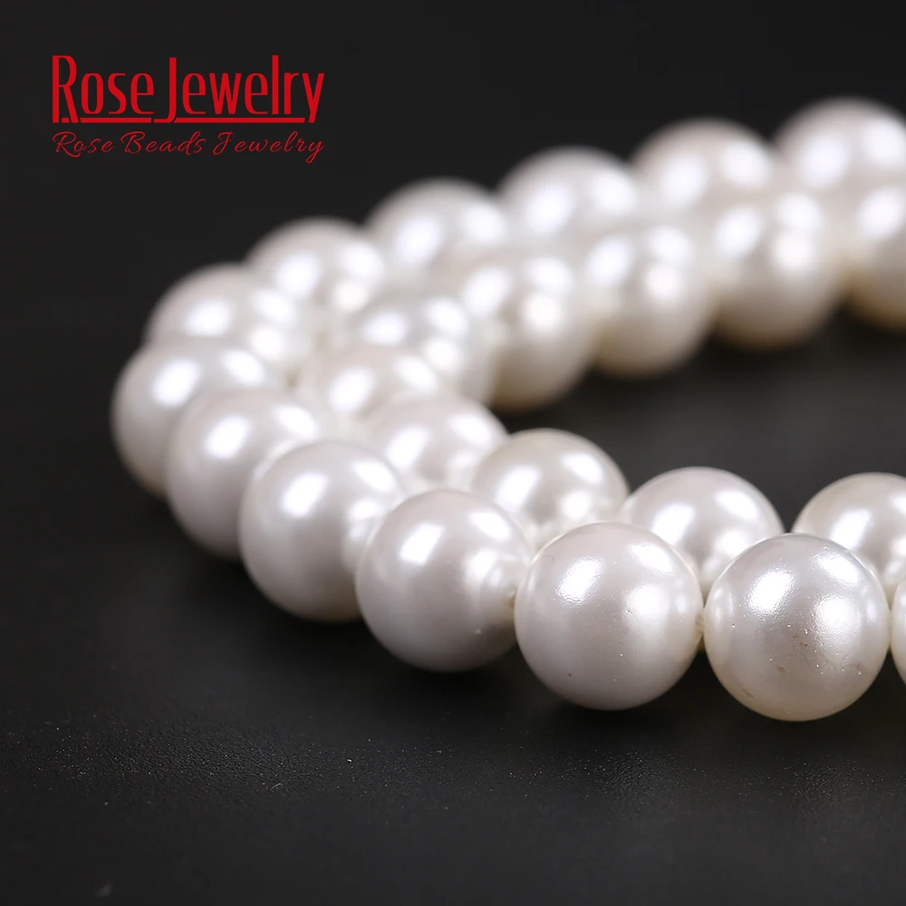 Natural Shell Pearl Powder Round Loose Beads 2 3 4 5 6 8 10 12 14 16 MM Size for Jewelry Making DIY Bracelet Necklace
