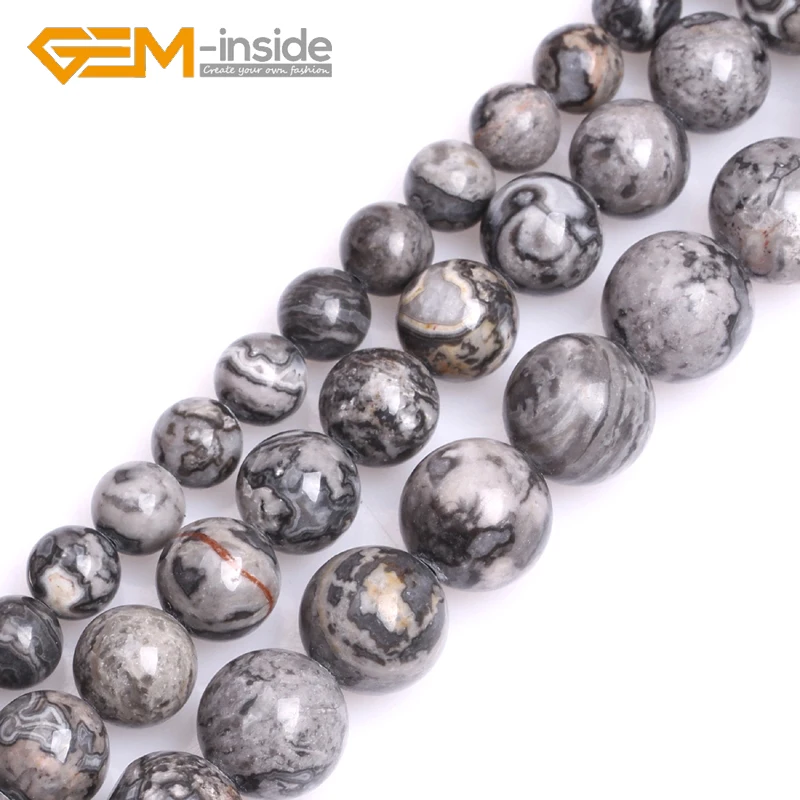 

Natural Gray Crazy Agates Round Shape Stone Semi Precious Beads Loose Beads For Jewelry Making 15" 6mm 8mm 10mm Wholesale