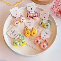 Lovely Donuts Elastic Hair Bands Dessert Shape Princess Hair Rope Girls Hair Gum Sweet Ponytail Holders Korean Rubber Ties