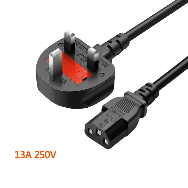 Czarny IEC320 C13 C14 PDU UPS usa UK ue przewód zasilający niemcy rosja ameryka BS1363 13A wielka brytania linia kablowa zasilania 3*0.75mm 1.8M 10A