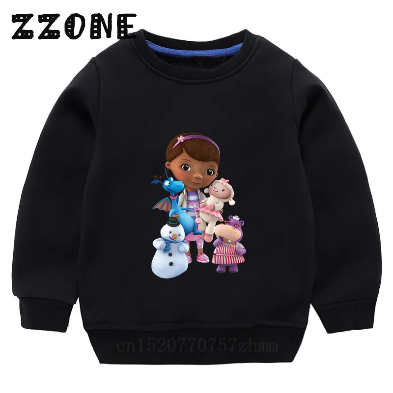 Spring Autumn Baby Girls Sweatshirts Doc McStuffins Clinic Girl Cartoon Cute Kids Hoodies Children Pullover Tops Boys Clothes