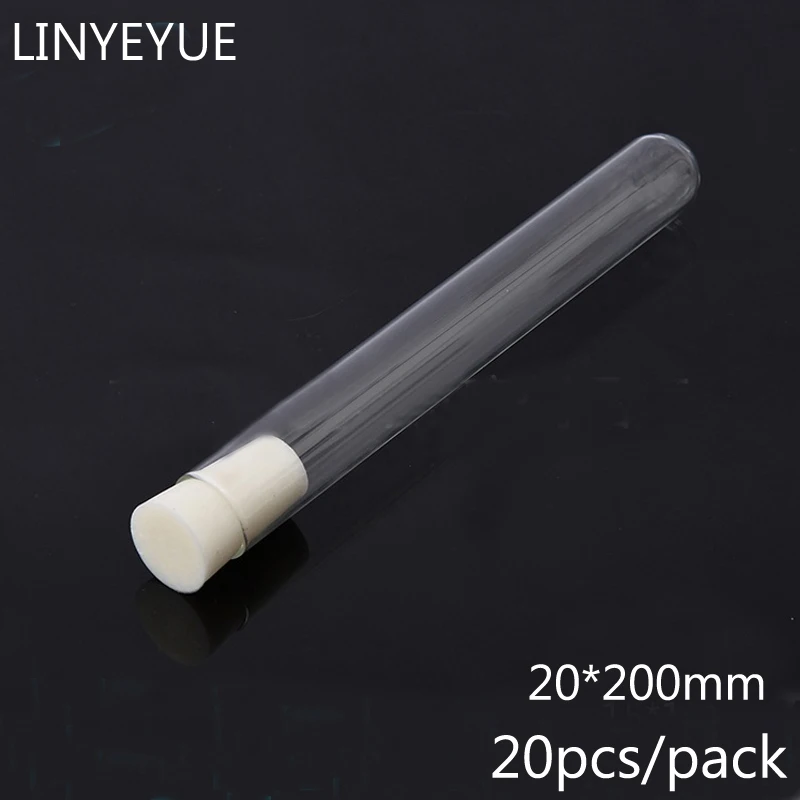 20pcs/pack 20*200mm U-shape Bottom Glass Test Tube with silica gel plug Laboratory Glassware Lab Glass Tube with cap