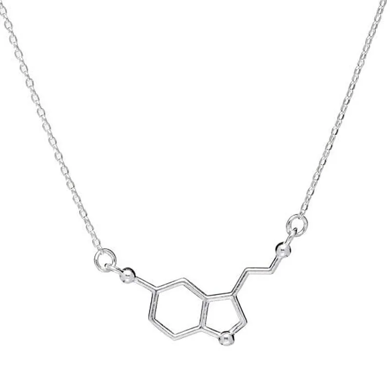 Stainless Steel Chain Serotonin Molecule Science Chemistry Molecule Necklace Couple Girlfriend Gift