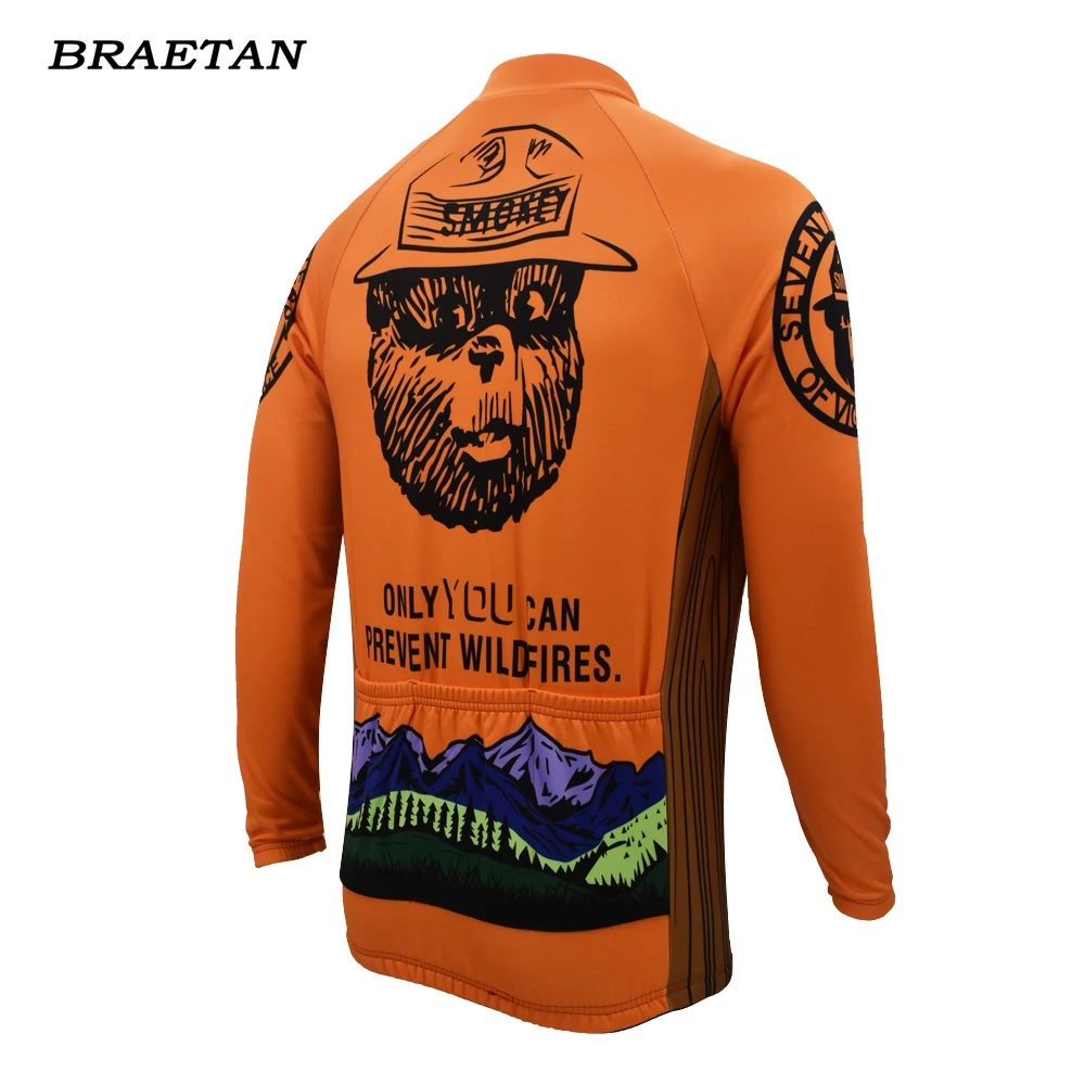 women cycling jersey winter fleece long sleeve jersey smokey bear road bike clothing bicycle clothes