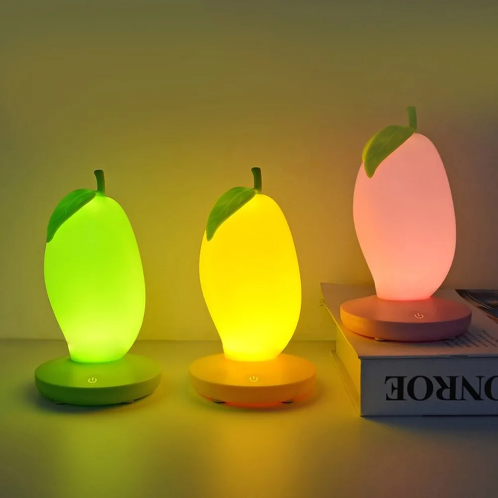 Creative Mango Shaped Small Night Light USB Charging LED Lights for Kids Fruit Lamp