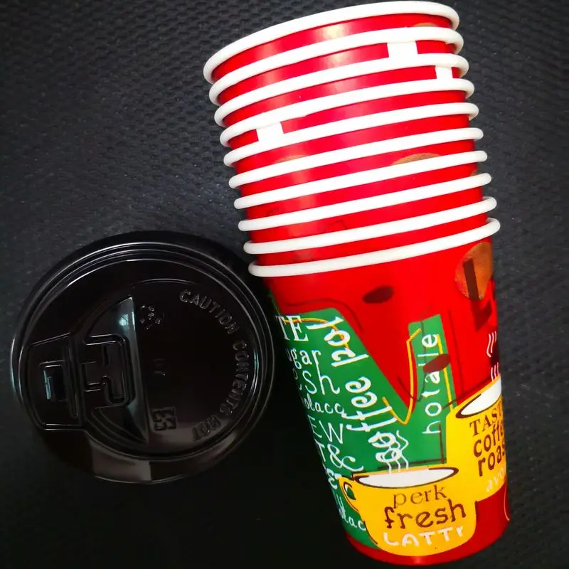 

400ml Cup+Lid Thick Paper Cup with Lid Disposable Coffee Cup Milk Tea Cup Party Drinking Cups Disposable