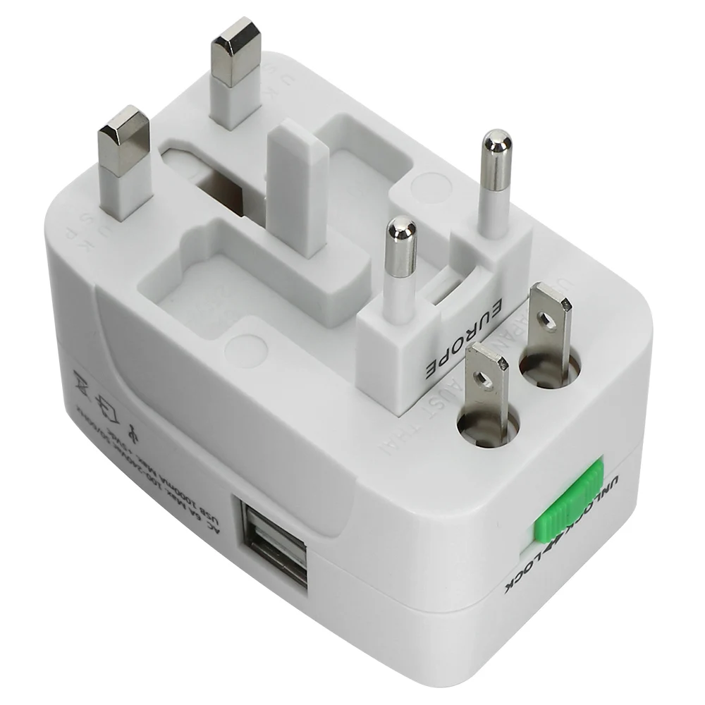 Adattatore spina internazionale 2 porta USB All in One Universal World Travel adattatore per caricabatterie ca AU US UK EU Converter