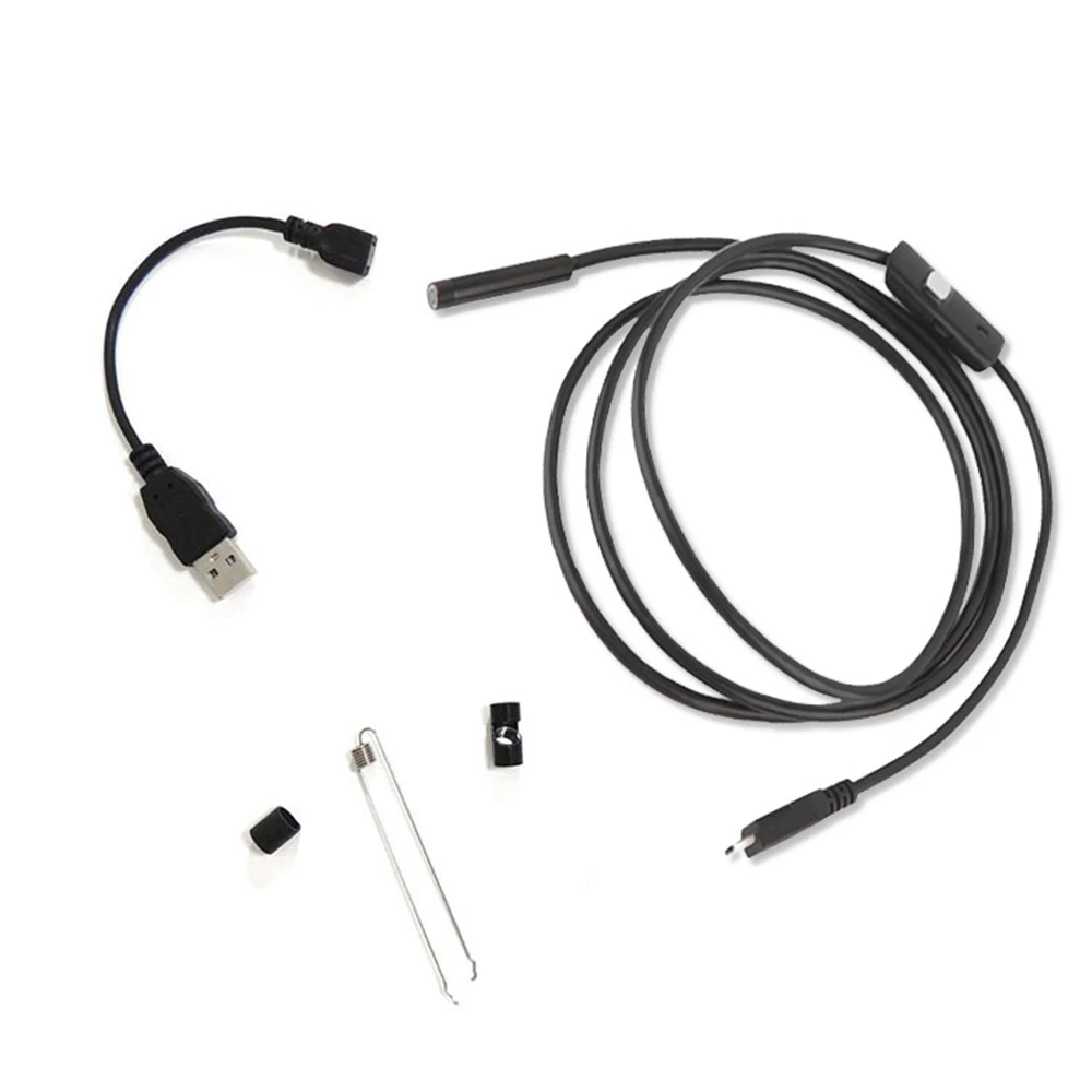 2 w 1 USB 1M 7mm Mini dla endoskop do telefonu komórkowego 6 LED światła regulowane wodoodporna kamera IP67